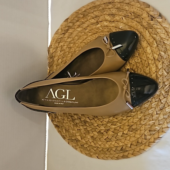 AGL | Women's Black Carmel Leather Dara Cap Toe Ballet Flats with Bow Sz 9.5 - Picture 5 of 13